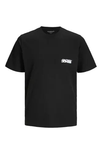 J&J T-Shirt Erkak Logo Bosmali Futbolka Qora-Qora - JACK & JONES (1)