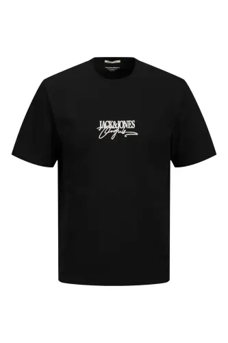 J&J T-Shirt Erkek Logo Baskılı Tişört Black Brandy - Black-Brandy Crew - Jack & Jones (1)