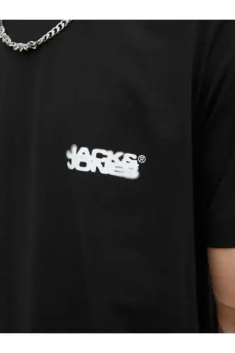 J&J T-Shirt Men's Logo Printed T-Shirt Black Black-Black - 3