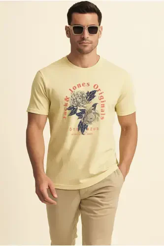 J&J T-Shirt Men's Logo Printed T-Shirt Yellow-Yellow - 6