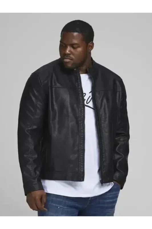 J&J Trendy Black Men's PU Leather Jacket - Trendy Black - 1