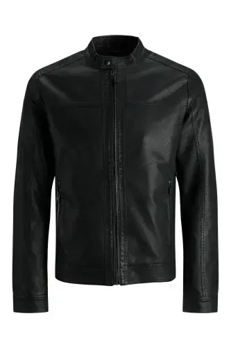 J&J Trendy Черная Мужская Куртка Из Экокожи - Trendy Black - JACK & JONES (1)