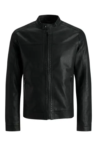 J&J Trendy Черная Мужская Куртка Из Экокожи - Trendy Black - JACK & JONES (1)