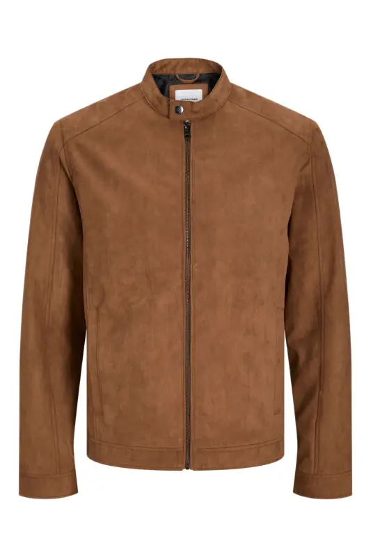 J&J Trendy Erkek Biker Style Pu Deri Ceket-Cognac / Clean - 2