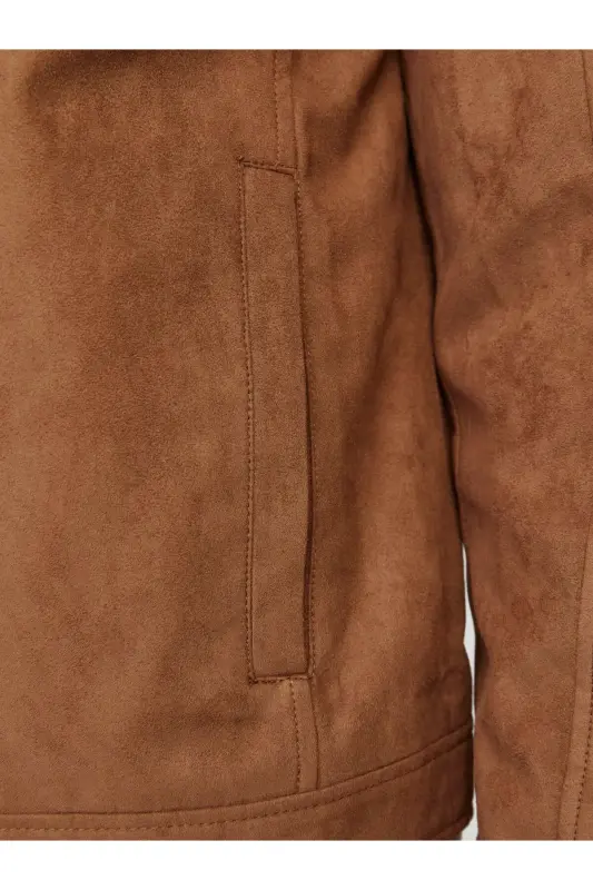 J&J Trendy Erkek Biker Style Pu Deri Ceket-Cognac / Clean - 4