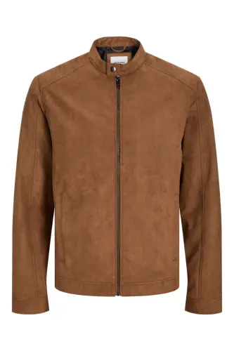 J&J Trendy Erkek Biker Style Pu Deri Ceket-Cognac / Clean - JACK & JONES (1)