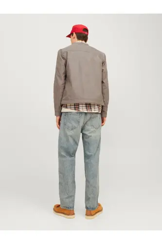 J&J Trendy Erkek Biker Style Pu Deri Ceket-Falcon / Clean - 3