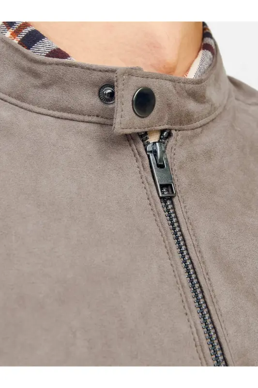 J&J Trendy Erkek Biker Style Pu Deri Ceket-Falcon / Clean - 4