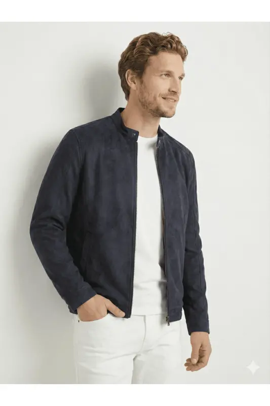 J&J Trendy Erkek Biker Style Pu Deri Ceket-Jet Black / Clean - 7