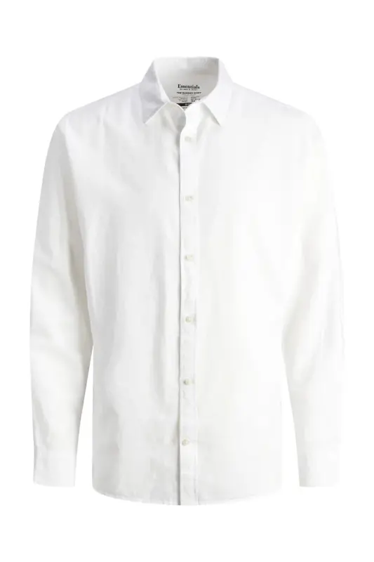 J&J White Men's Linen Long Sleeve Shirt - 2