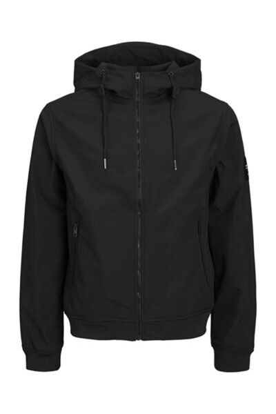 JJEBASIC softshell hooded sweatshirt, black. - 1