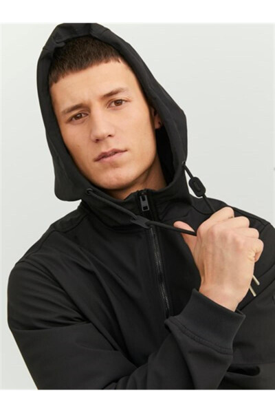 JJEBASIC softshell hooded sweatshirt, black. - 4