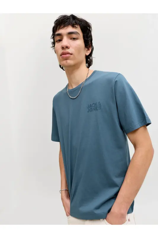 JJECORP Günlük Erkek T-Shirt-Blue Mirage - 2