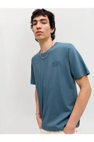 JJECORP Günlük Erkek T-Shirt - Blue Mirage - 7