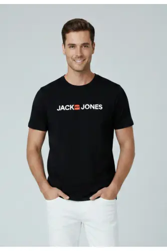 Jjecorp Logo Tee Ss Crew Neck Noos Erkek T-shirt 12137126 Black/slım Fıt-Black - JACK & JONES (1)