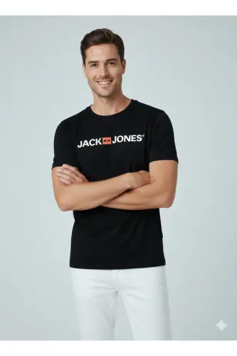 Jjecorp Logo Tee Ss Crew Neck Noos Erkak T-shirt 12137126 Black/slım Fıt-Black - 6