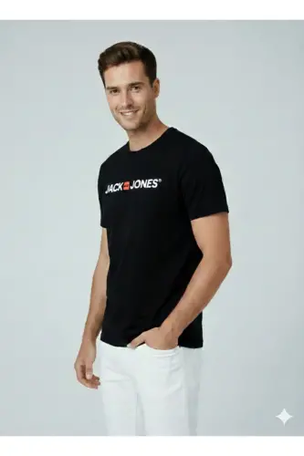 Jjecorp Logo Tee Ss Crew Neck Noos Erkak T-shirt 12137126 Black/slım Fıt-Black - 7