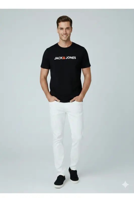 Jjecorp Logo Tee Ss Crew Neck Noos Erkak T-shirt 12137126 Black/slım Fıt-Black - 8