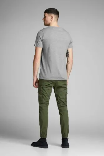 Jjecorp Logo Tee Ss Crew Neck Noos Erkaklar T-shirt 12137126 Light Grey Melange/slım Fıt --Kulrang 