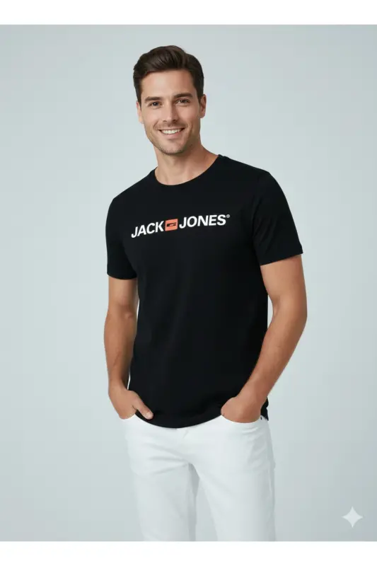 Jjecorp Logo Tee Ss Crew Neck Noos Erkek T-shirt 12137126 Black/slım Fıt-Black - 3