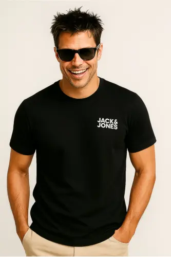 JJECORP LOGO TEE SS O-NECK NOOS ERKEK T-SHIRT - BLACK SLIM SMALL 