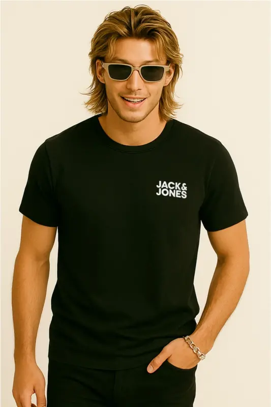 JJECORP LOGO TEE SS O-NECK NOOS ERKEK T-SHIRT - BLACK SLIM SMALL - 3