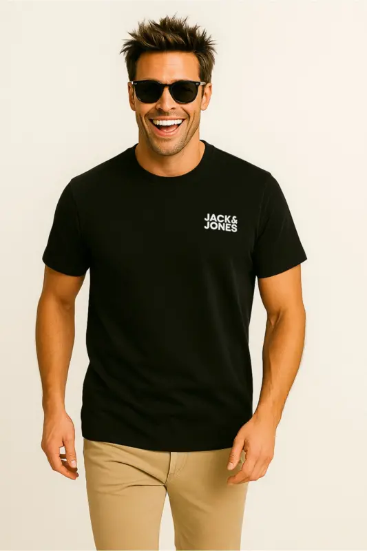 JJECORP LOGO TEE SS O-NECK NOOS ERKEK T-SHIRT - BLACK SLIM SMALL - 4