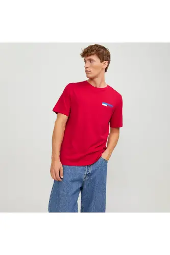 12233999 Jjecorp Logo Tee Play Ss O-Neck Noos Ss Erkek T-Shirt - True Red P4 Small Print 
