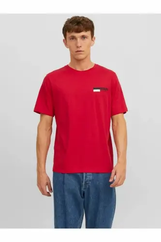 Jack Jones Corp Logo Erkek Tişört 12233999 - True Red P4 Small Print 