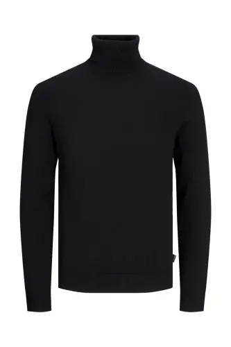 Jjeemıl Knıt Roll Neck Erkaklar uchun jemper - Qora - 7