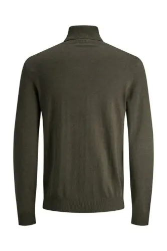 Jjeemil Knit Roll Neck Erkek Kazak 12157417 - Haki - JACK & JONES (1)