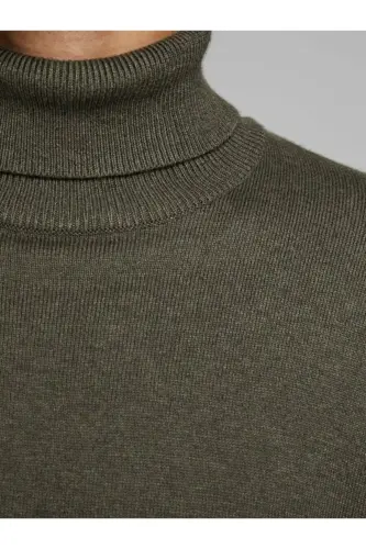 Jjeemil Knit Roll Neck Erkek Kazak 12157417 - Haki - 5