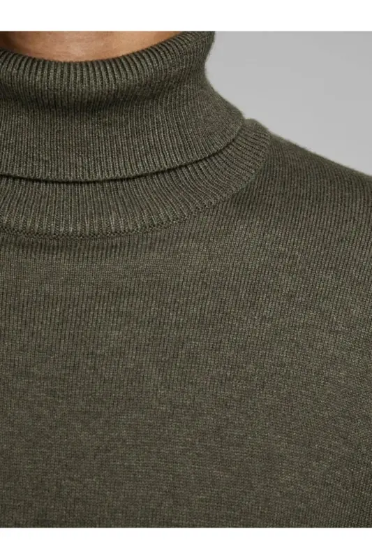 Jjeemil Knit Roll Neck Erkek Kazak 12157417 - Haki - 5