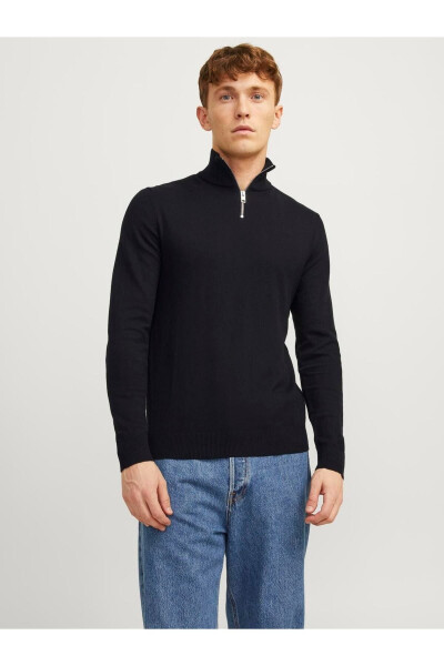 JJEEMIL KNIT HALF ZIP TRİKO - Black - 2