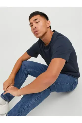 JJEORGANIC BASIC TEE SS O-NECK NOOS Navy-Navy Blazer - 3