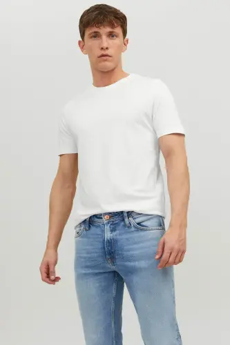 Jjeorganıc Basıc Bisiklet Yaka Erkek T-shırt 12156101-White - JACK & JONES (1)