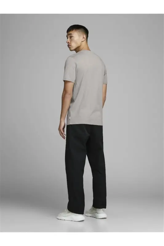 JJEORGANIC BASIC TEE SS O Krem Erkak T-Shirt 101069468-Crockery - 5