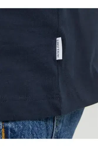 Jjeorganic Basic Velosiped Yoqali Erkaklar Futbolkasi 12156101-Navy Blazer - 5