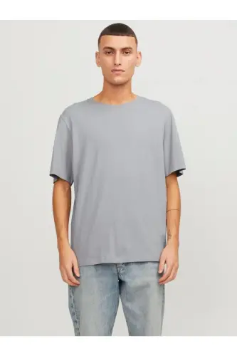 Jjeorganic Basic Velosiped Yoqali Erkaklar Futbolkasi 12156101-Ultimate Grey - 4