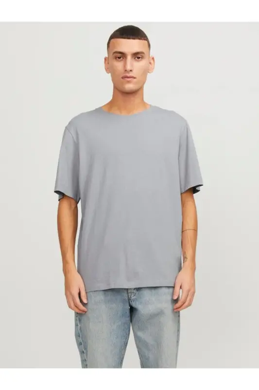 Jjeorganic Basic Velosiped Yoqali Erkaklar Futbolkasi 12156101-Ultimate Grey - 4