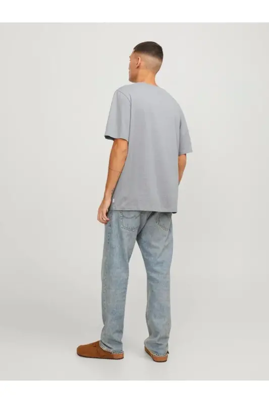 Jjeorganic Basic Velosiped Yoqali Erkaklar Futbolkasi 12156101-Ultimate Grey - 5