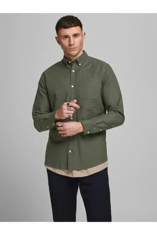 Jjeoxford Shirt Ls-Forest Night SLIM FIT - 2