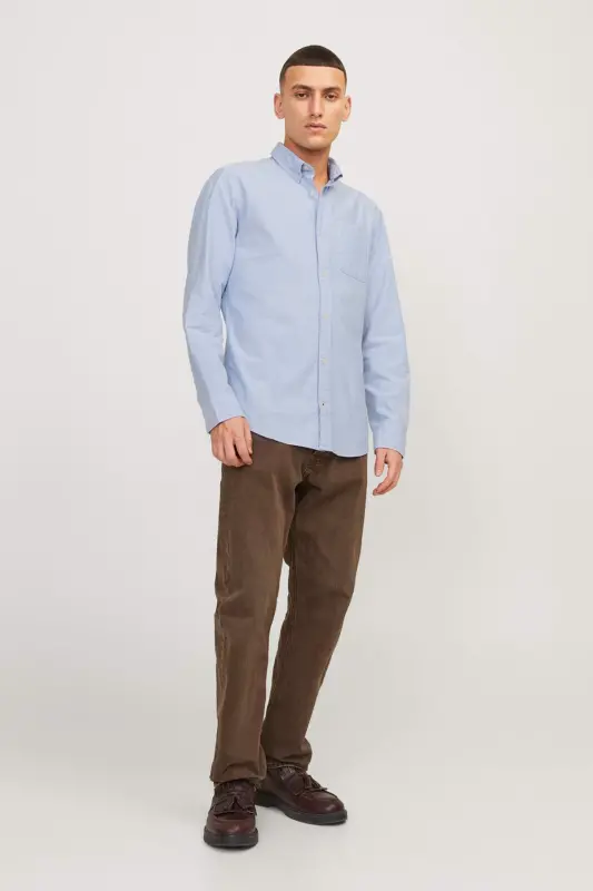 JJEOXFORD SHIRT LS NOOS MAVI- Erkek Gömlek - Çok Renkli - 4