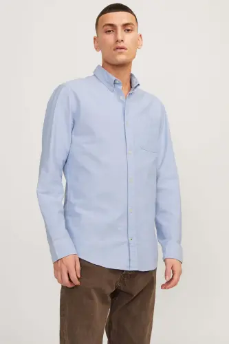 JJEOXFORD SHIRT LS NOOS MAVI- Erkek Gömlek - Mavi - 1