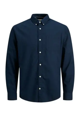 Erkek Lacivert Jjeoxford Shirt Ls Noos Gömlek 12182486-Navyblaze - Navy Blazer SLIM FIT 