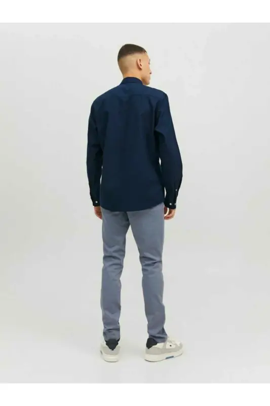 Erkek Lacivert Jjeoxford Shirt Ls Noos Gömlek 12182486-Navyblaze - Navy Blazer SLIM FIT - 5