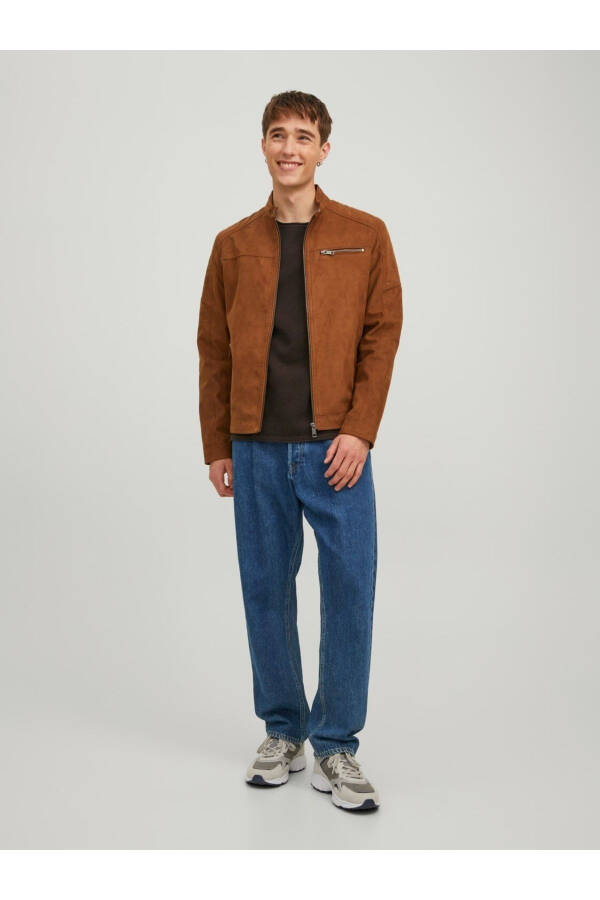 Jjerocky Jacket Noos Men's Cognac Fake Suede Jacket - 3