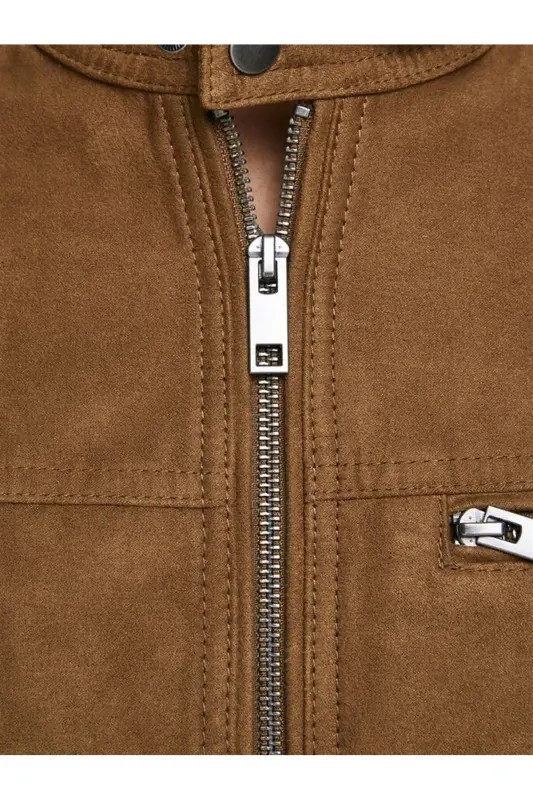 Jjerocky Jacket Noos Men's Cognac Fake Suede Jacket - 5