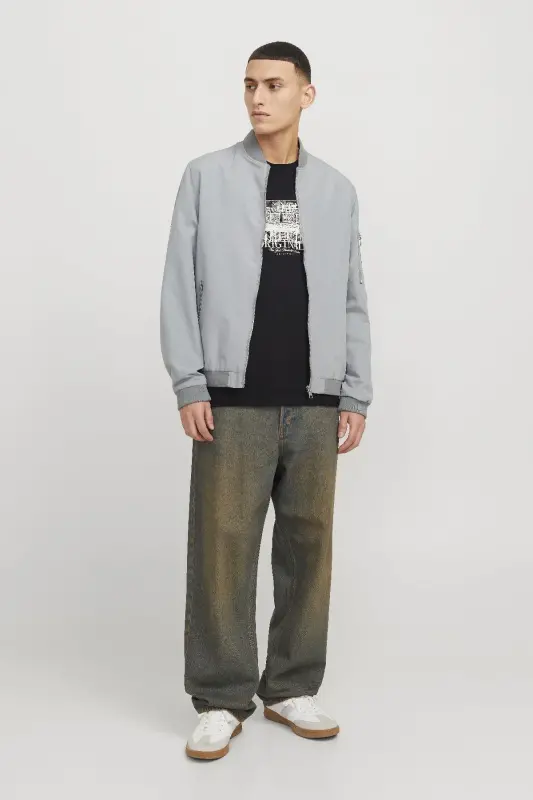 JJERUSH BOMBER NOOS GRİ-Ultimate Grey - JACK & JONES