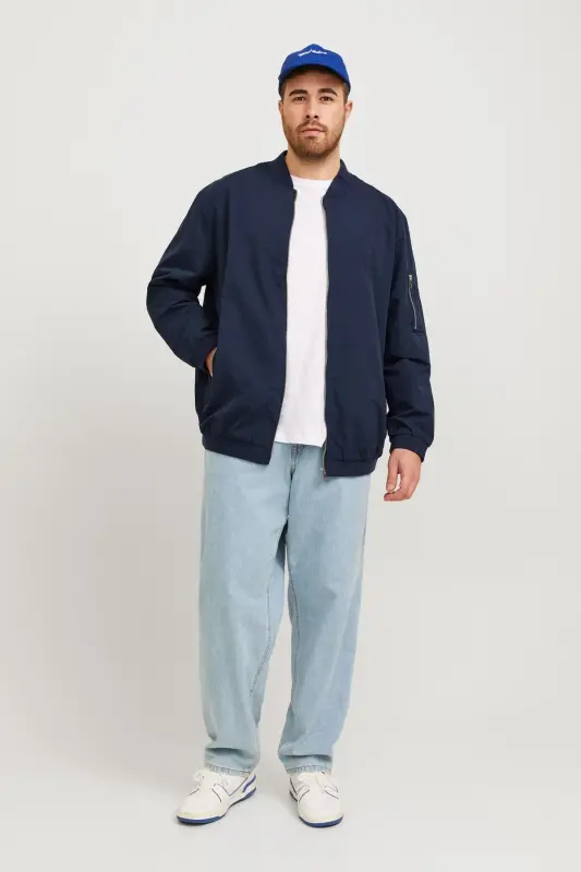 Jjerush Bomber Noos Pls Lacivert Erkek Ceket-Navy Blazer - 4